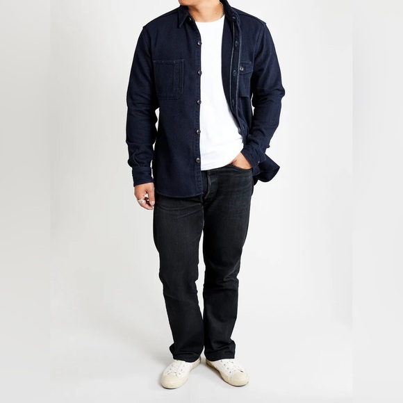 NWT MOMOTARO Japanese Denim Heavy Dobby Sashiko Work Shirt in Indigo Size 44 - Picture 8 of 8